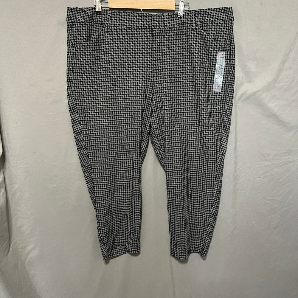 Old Navy Pixie Skinny Ankle‎ Pants Black Gray High Rise Houndstooth Plus Size 24
